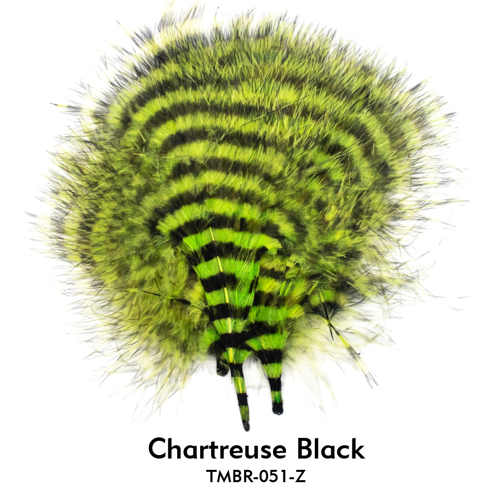 Barred Turkey Marabou - Chartreuse Black